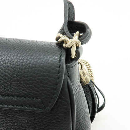 Gucci Soho Chain Leather, Black, Calfskin, Crossbody Bag