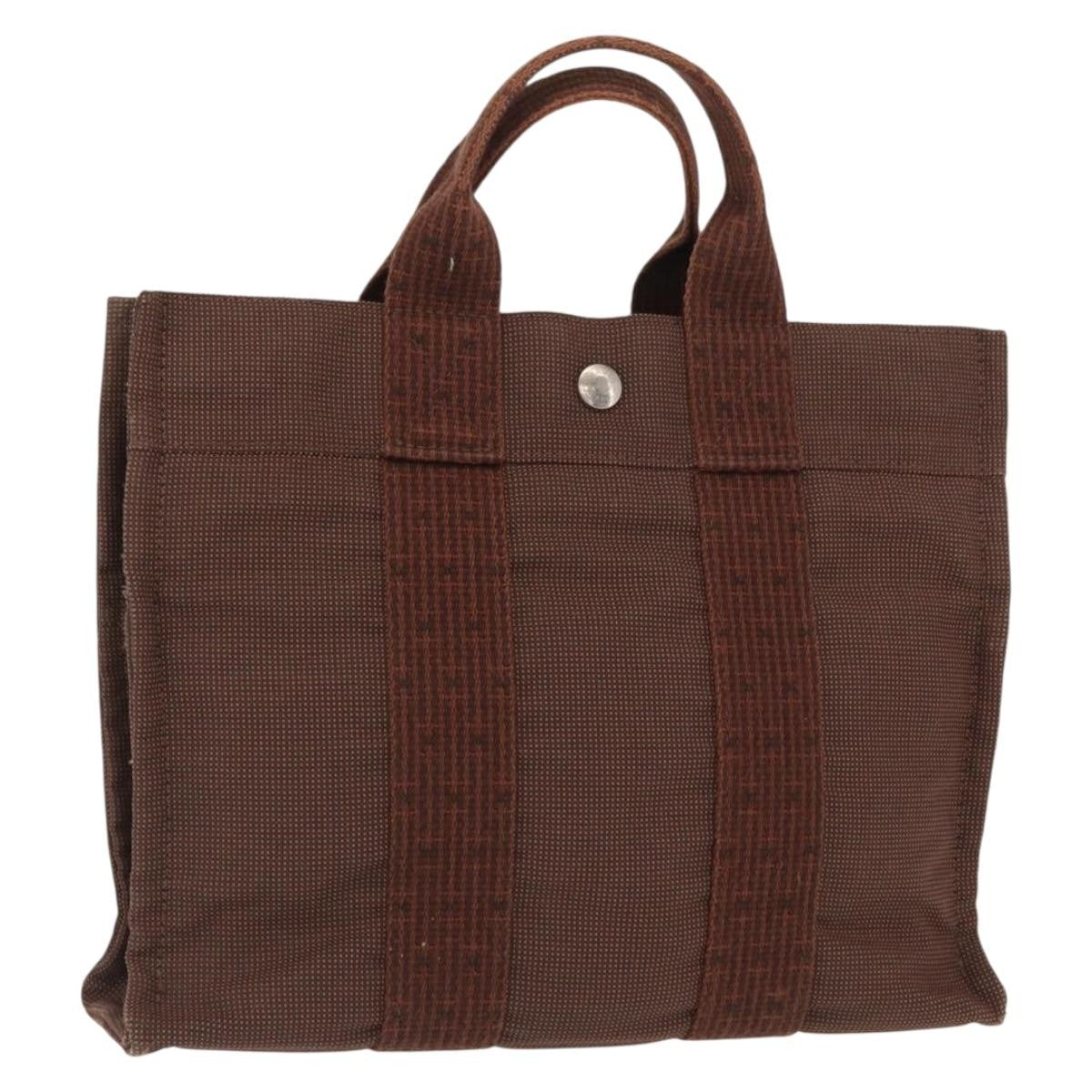 Hermes Fourre-tout Herline Canvas, Brown, Canvas, Tote Bag