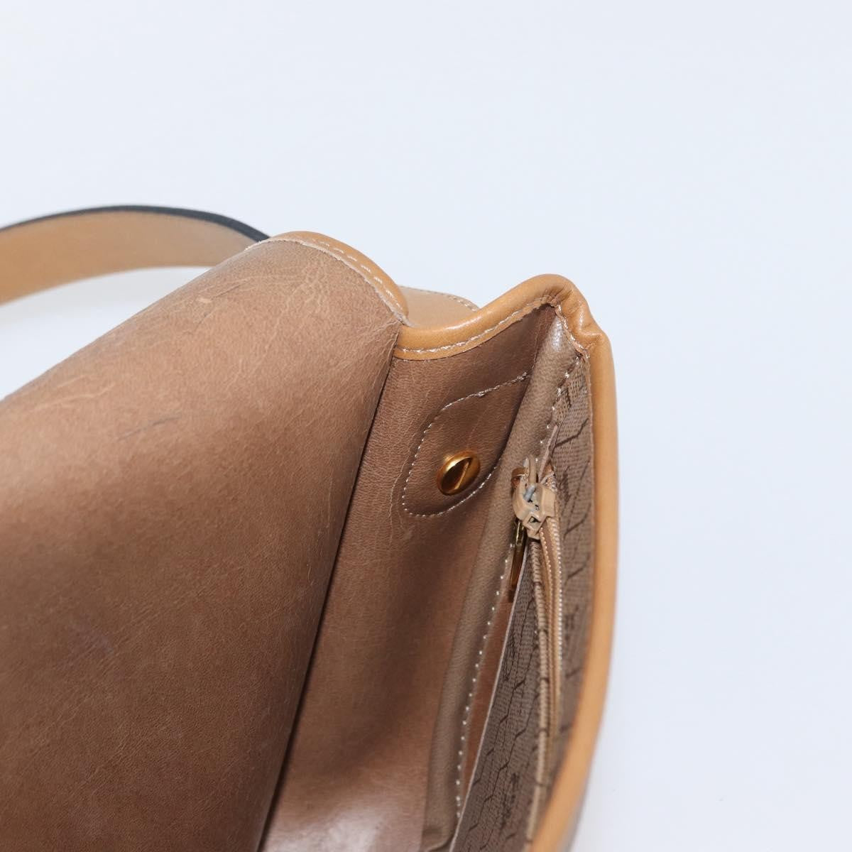Christian Dior Vintage Honeycomb Canvas and Leather, Beige, Canvas, Shoulder Bag