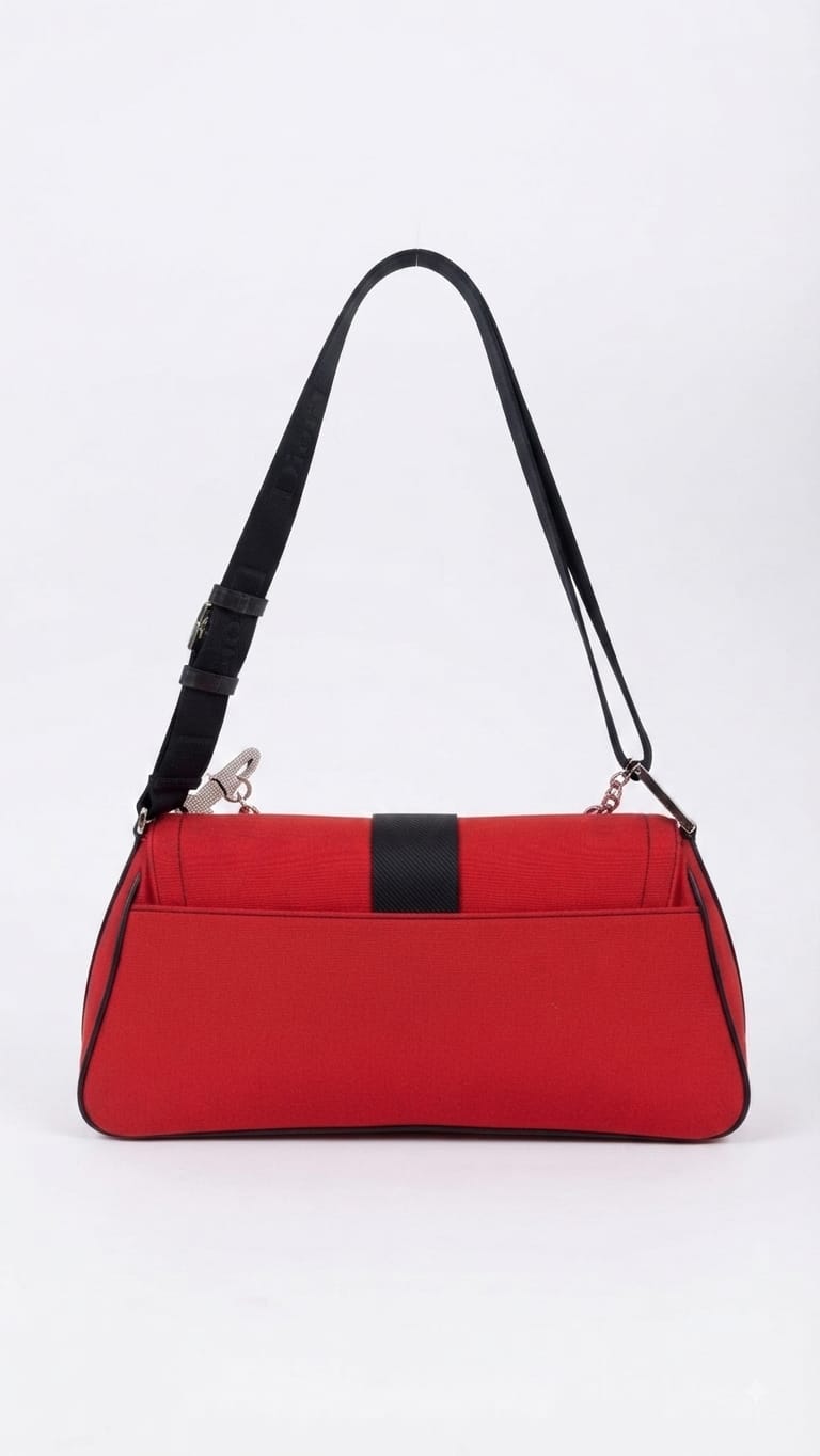 Christian Dior Hardcore Flap Canvas, Red, Canvas, Handbag