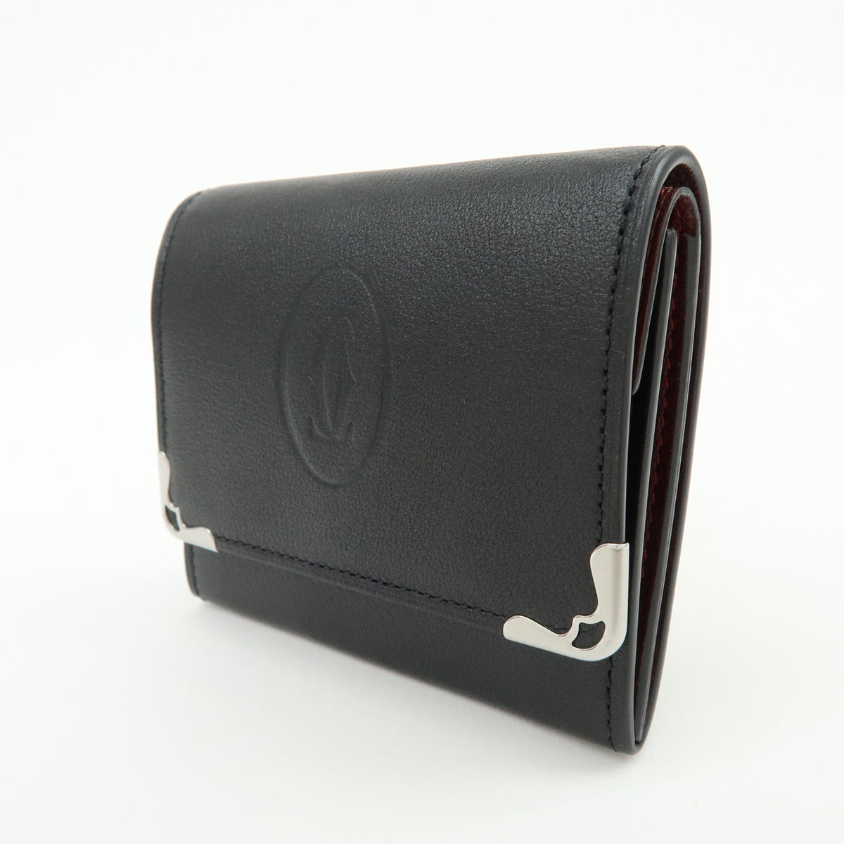 Cartier Coin Purse Must de Cartier Leather, Black, Leather, Wallet