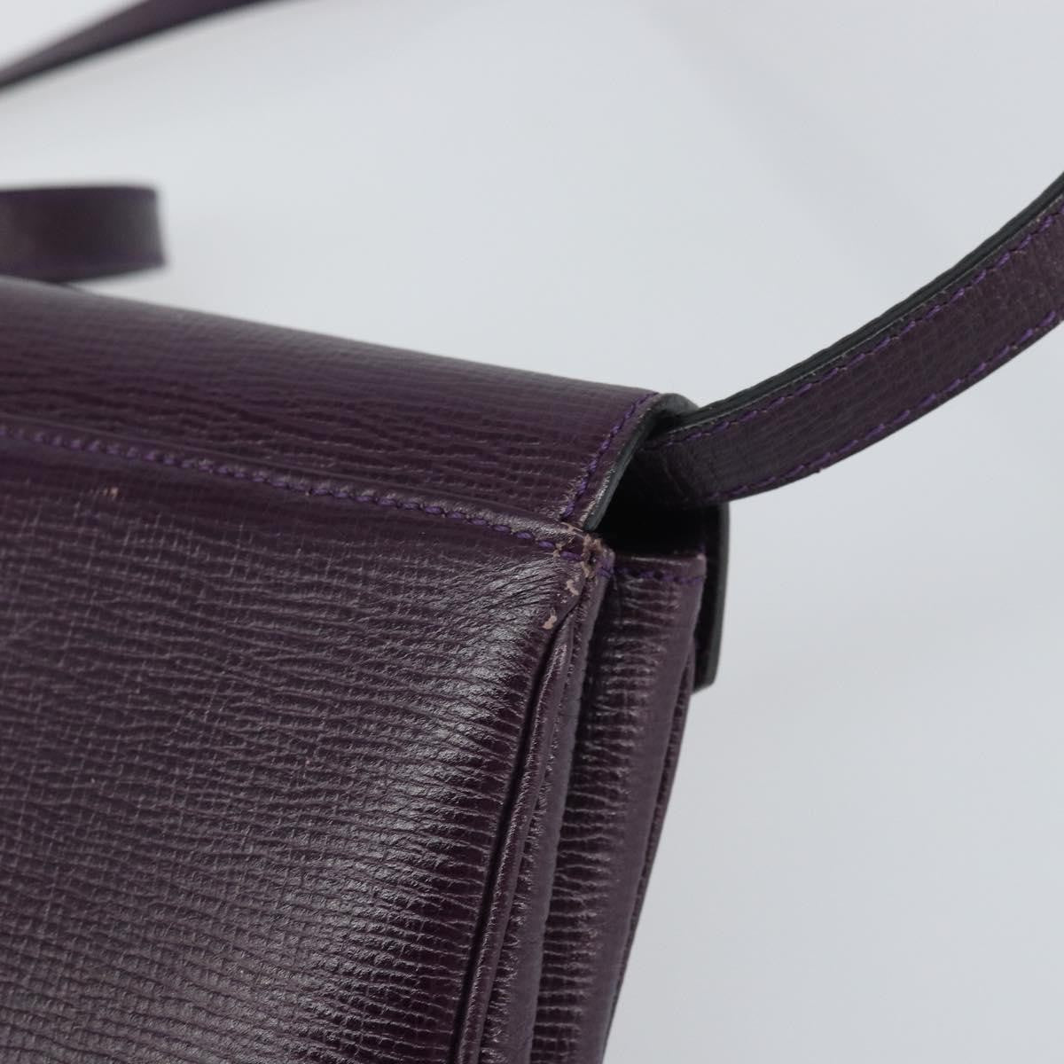Celine Circle Logo Leather, Purple, Leather, Shoulder Bag