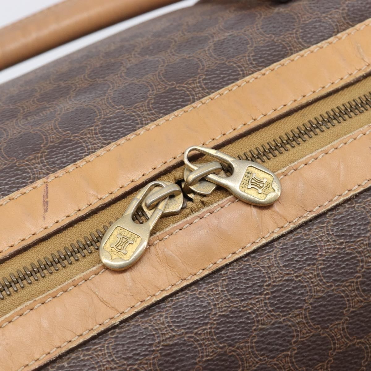 Celine Vintage Duffle Macadam Coated Canvas, Brown, Canvas, Handbag