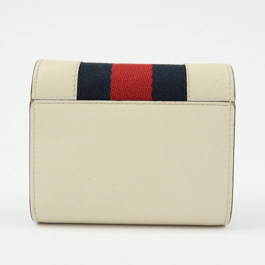 Gucci Sylvie Compact Leather, Beige, Leather, Wallet