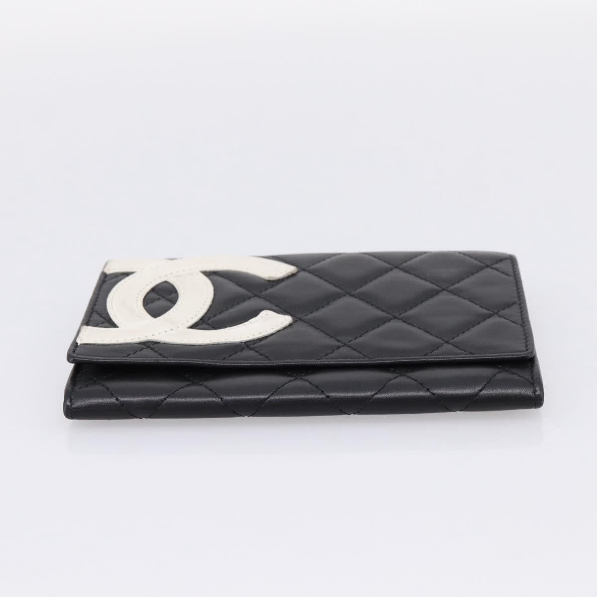 Chanel Cambon Flap Card Case Quilted Lambskin, Black, Leather, Card Holder