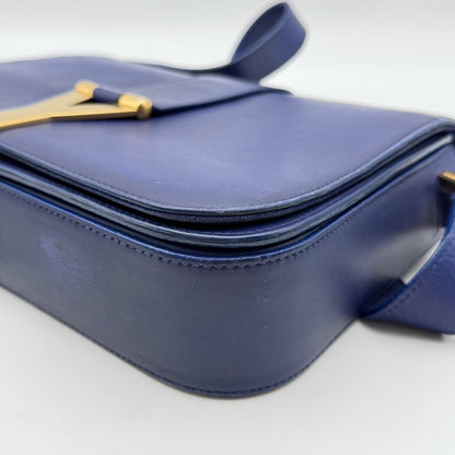 Saint Laurent Chyc Clutch Leather, Blue, Leather, Clutch