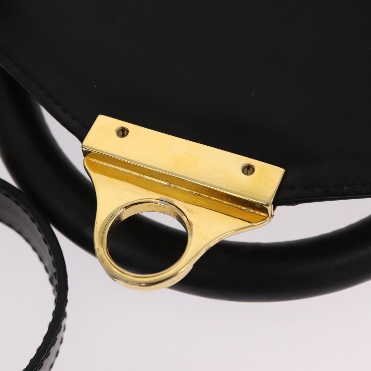 Salvatore Ferragamo Vintage Flap Lock Studded Leather, Black, Leather, Handbag