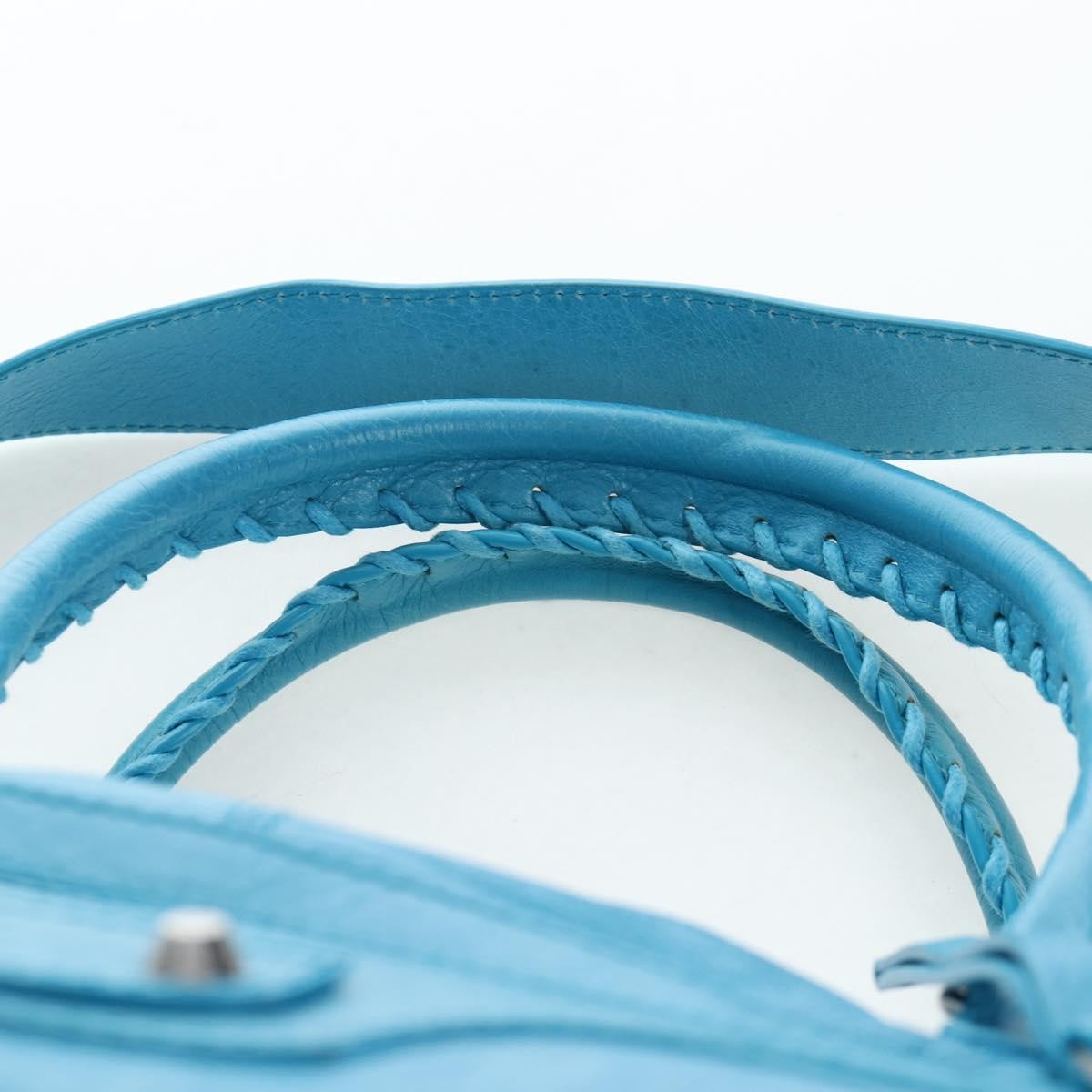 Balenciaga Squash Duffle Leather, Blue, Leather, Handbag