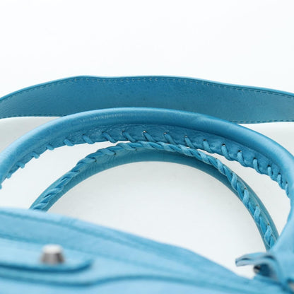Balenciaga Squash Duffle Leather, Blue, Leather, Handbag