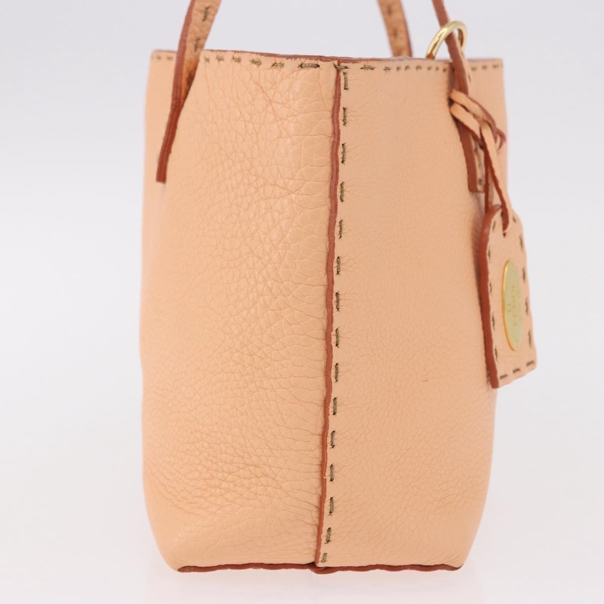 Fendi Selleria Carla Leather, Orange, Leather, Tote Bag
