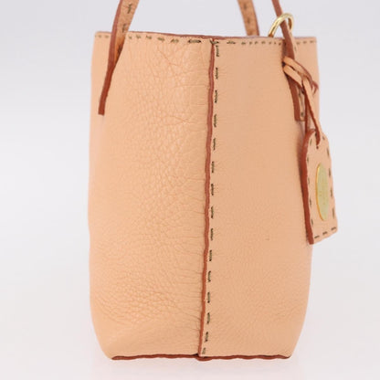 Fendi Selleria Carla Leather, Orange, Leather, Tote Bag