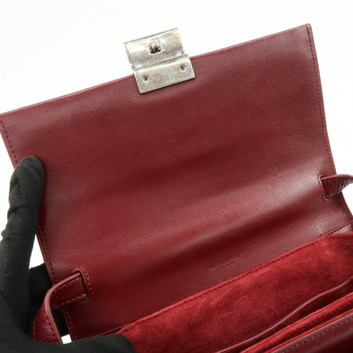 Saint Laurent Bellechasse Satchel Leather, Red, Leather, Handbag
