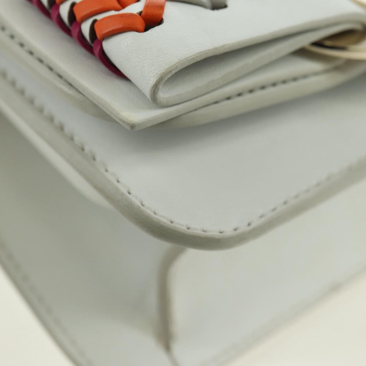 Salvatore Ferragamo Vala Chain Leather, White, Leather, Shoulder Bag