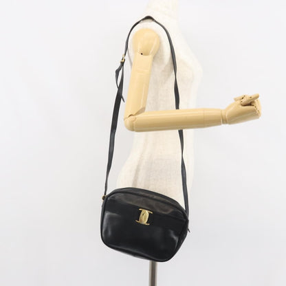 Salvatore Ferragamo Vara Bow camera Leather, Black, Leather, Shoulder Bag
