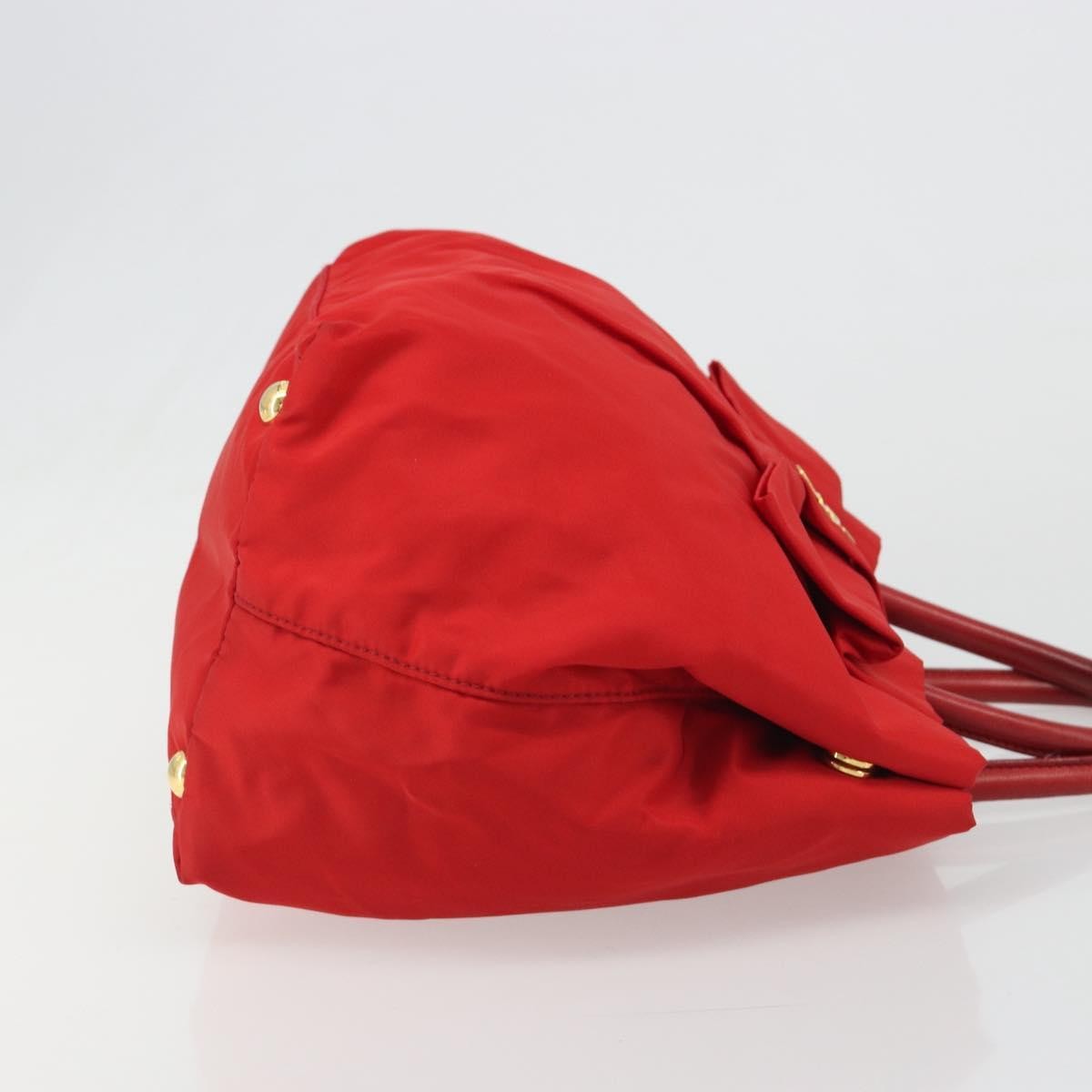 Prada Bow Tote Tessuto with Leather, Red, Nylon, Tote Bag