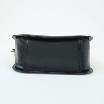 Valentino Garavani VLogo Flap Leather, Black, Leather, Shoulder Bag