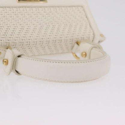 Salvatore Ferragamo Sofia Satchel Woven Leather, White, Leather, Handbag