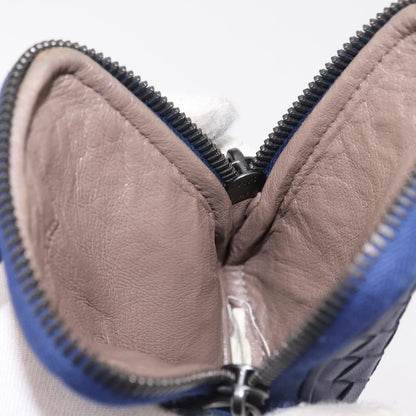 Bottega Veneta Zip Around Intrecciato Nappa, Navy, Leather, Handbag