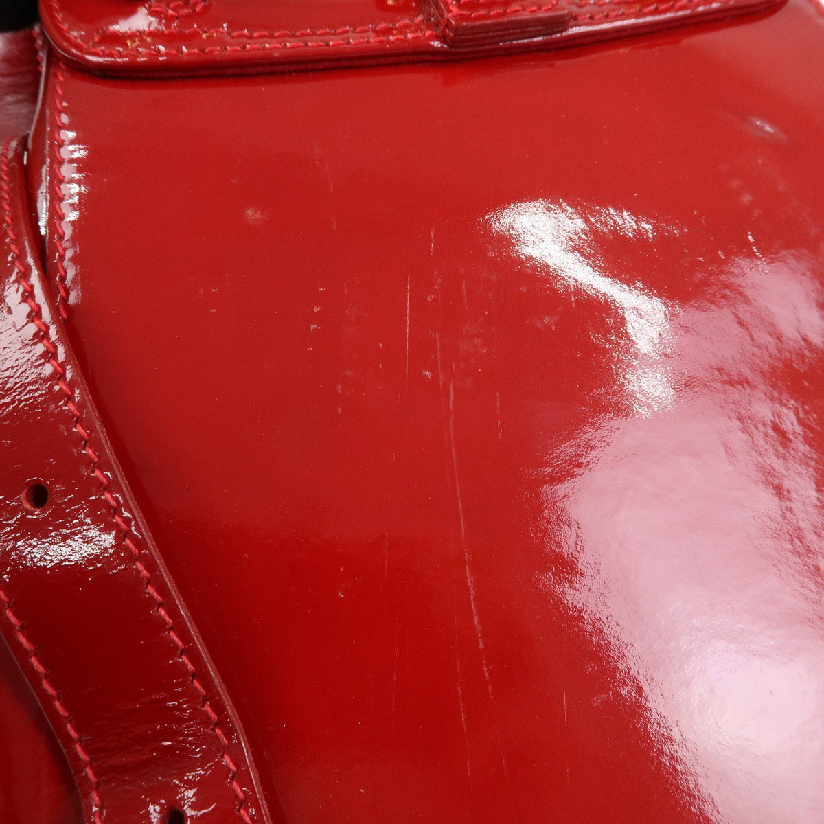 Gucci Vintage Bamboo Patent, Red, Patent Leather, Backpack