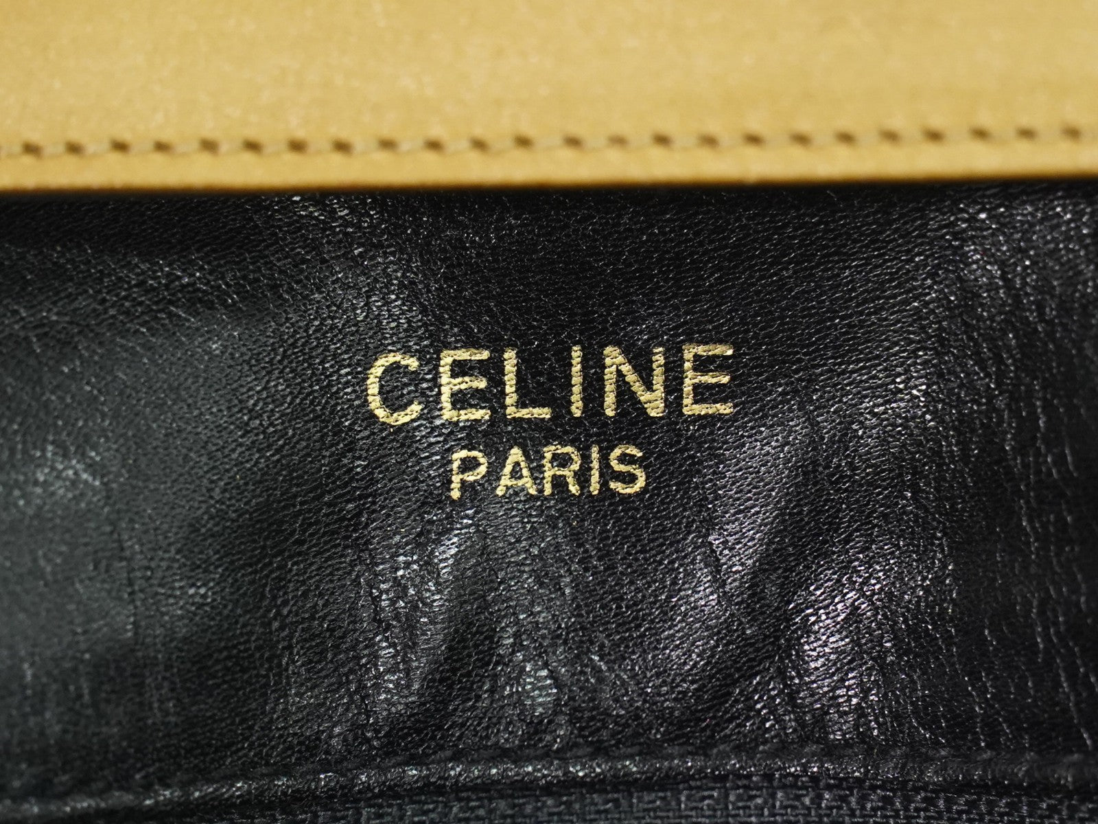Celine Vintage Flap Leather, Black, Leather, Shoulder Bag