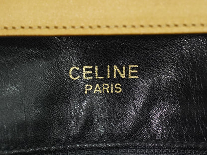 Celine Vintage Flap Leather, Black, Leather, Shoulder Bag