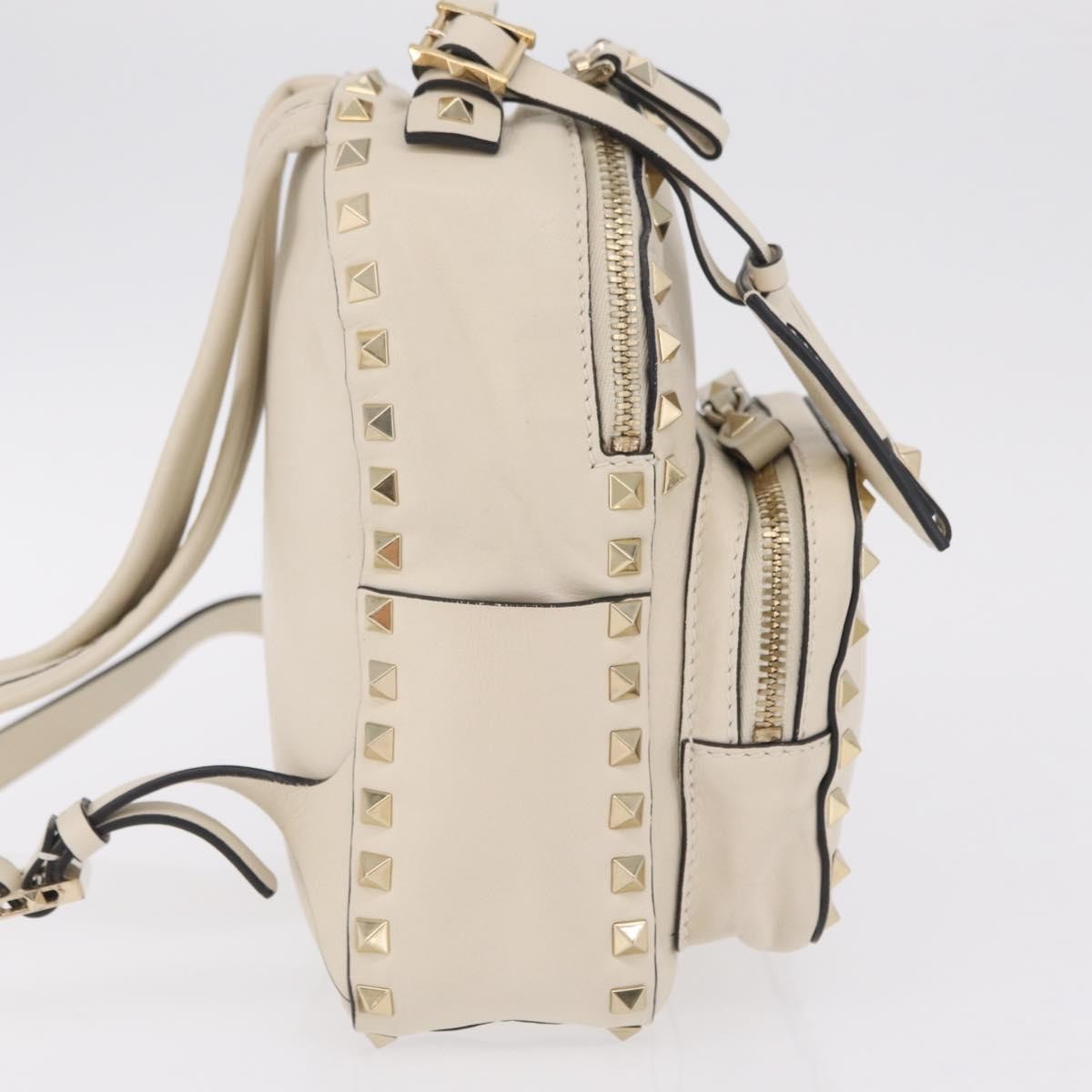 Valentino Garavani Rockstud Leather, Beige, Leather, Tote Bag