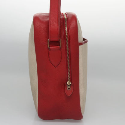 Hermes Victoria Messenger Toile with Leather, Beige, Canvas, Crossbody bag