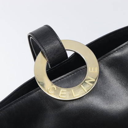 Celine Shoulder bag circle logo Leather, Black, Leather, Shoulder Bag