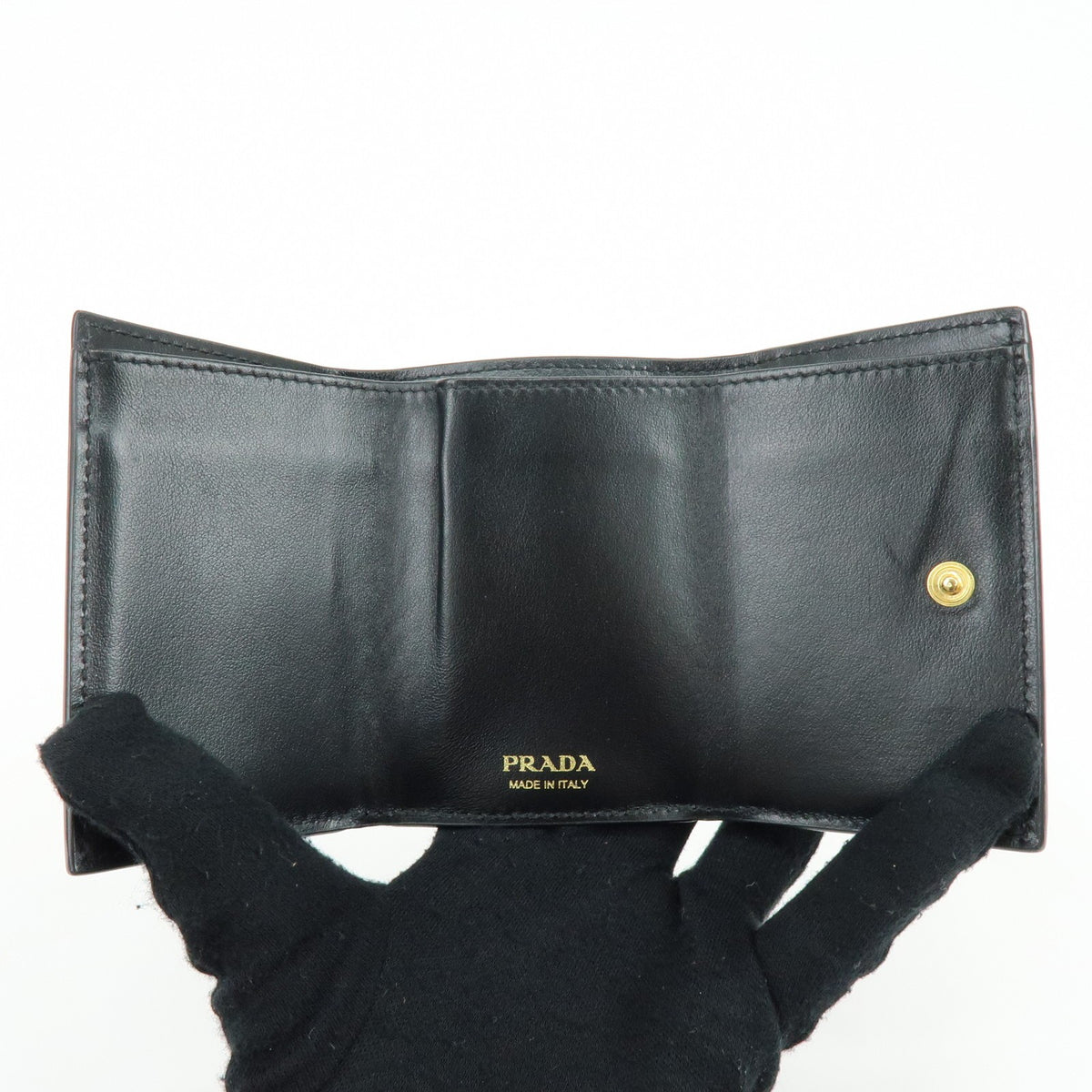 Prada Envelope Trifold Saffiano Leather, Black, Leather, Wallet