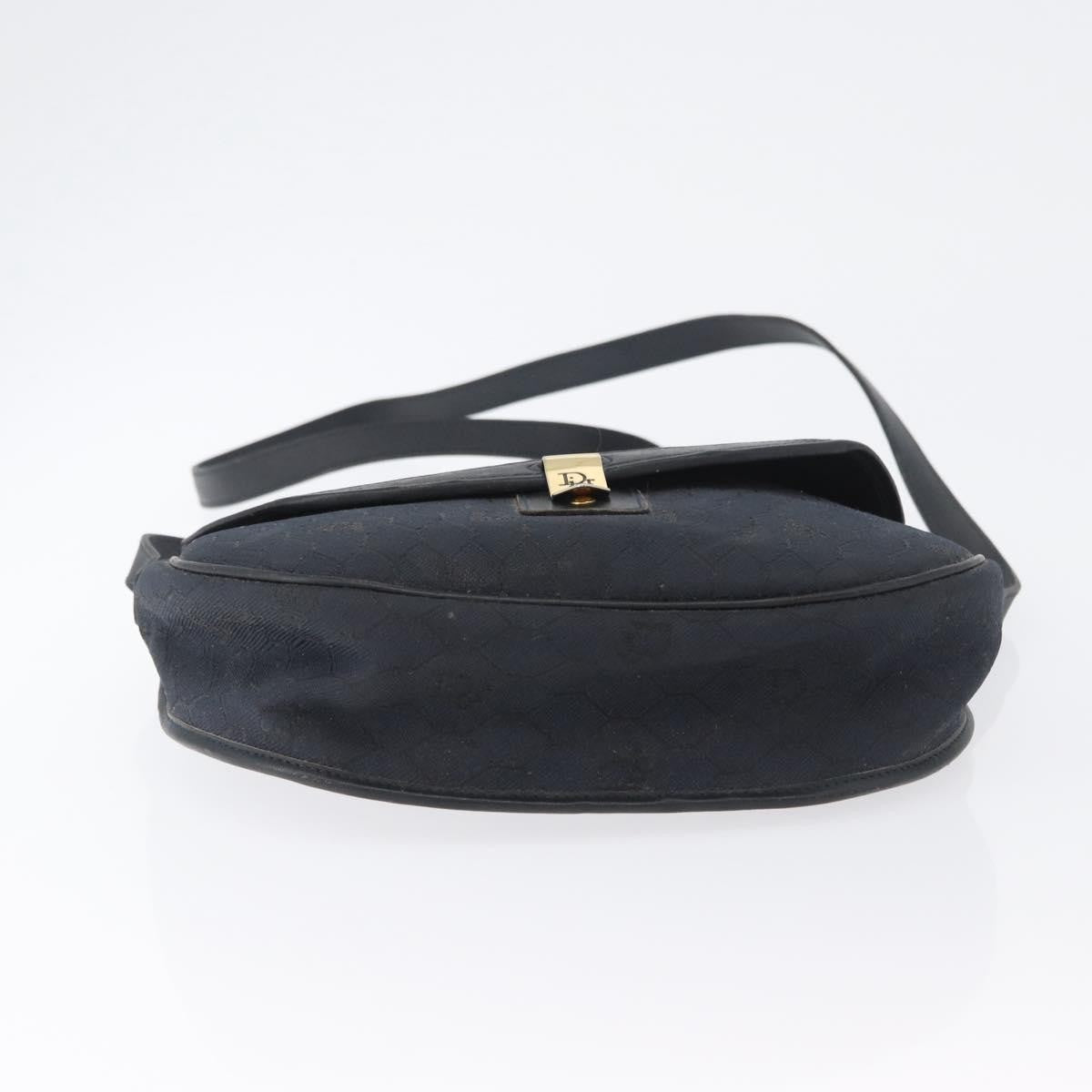 Christian Dior Vintage Honeycomb Flap Canvas and Leather, Black, Canvas, Shoulder Bag