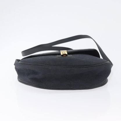 Christian Dior Vintage Honeycomb Flap Canvas and Leather, Black, Canvas, Shoulder Bag