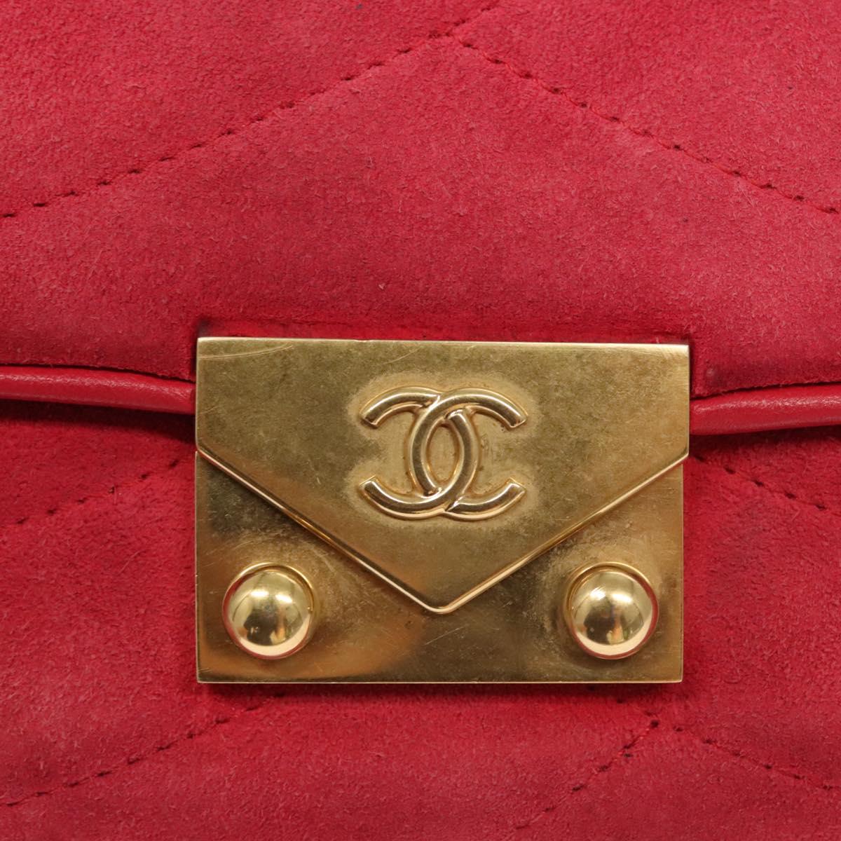 Chanel Chain Flap Shoulder Bag Suede, PINK, SUEDE, Shoulder bag