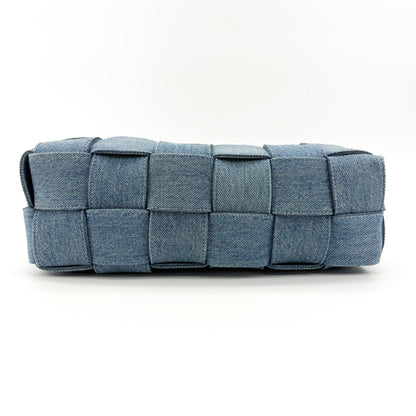 Bottega Veneta Cassette Maxi Intrecciato Denim, Blue, Denim, Crossbody Bag