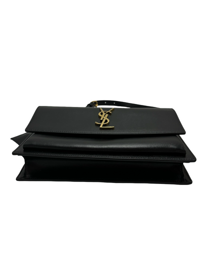 Saint Laurent Sunset Top Handle Chain Leather, Black, Leather, Handbag