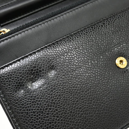 Chanel Wallet on Chain Caviar, Black, Leather, Clutch