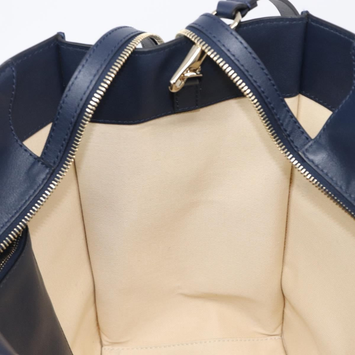 Valentino Garavani VLogo Convertible Shopper Leather, Navy, Leather, Tote Bag