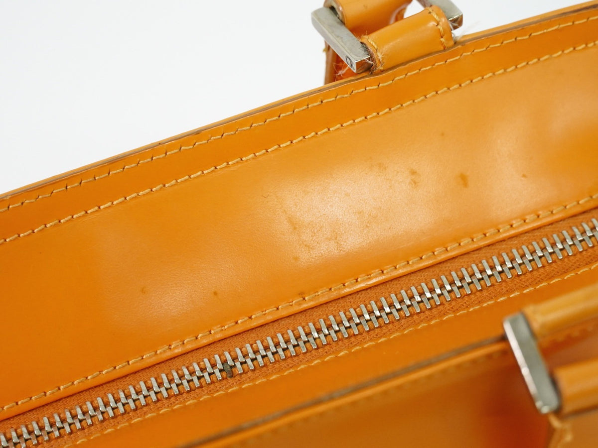 Salvatore Ferragamo Double Gancini Side Buckle Leather, Orange, Leather, Tote Bag