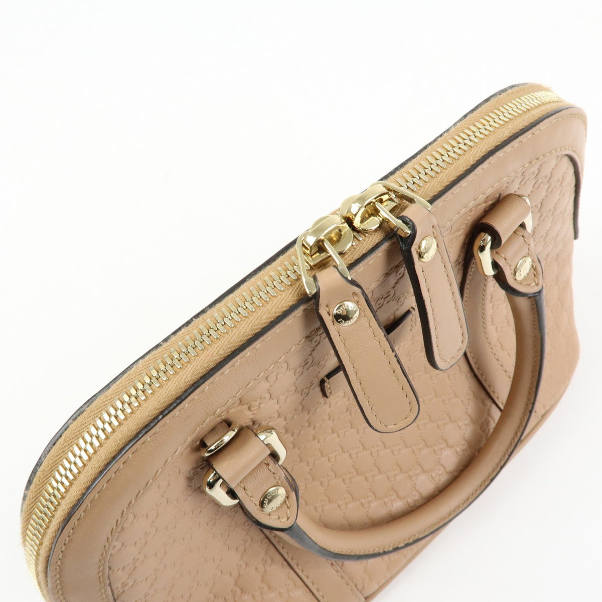 Gucci Convertible Dome Satchel Microguccissima Leather, Beige, Leather, Handbag