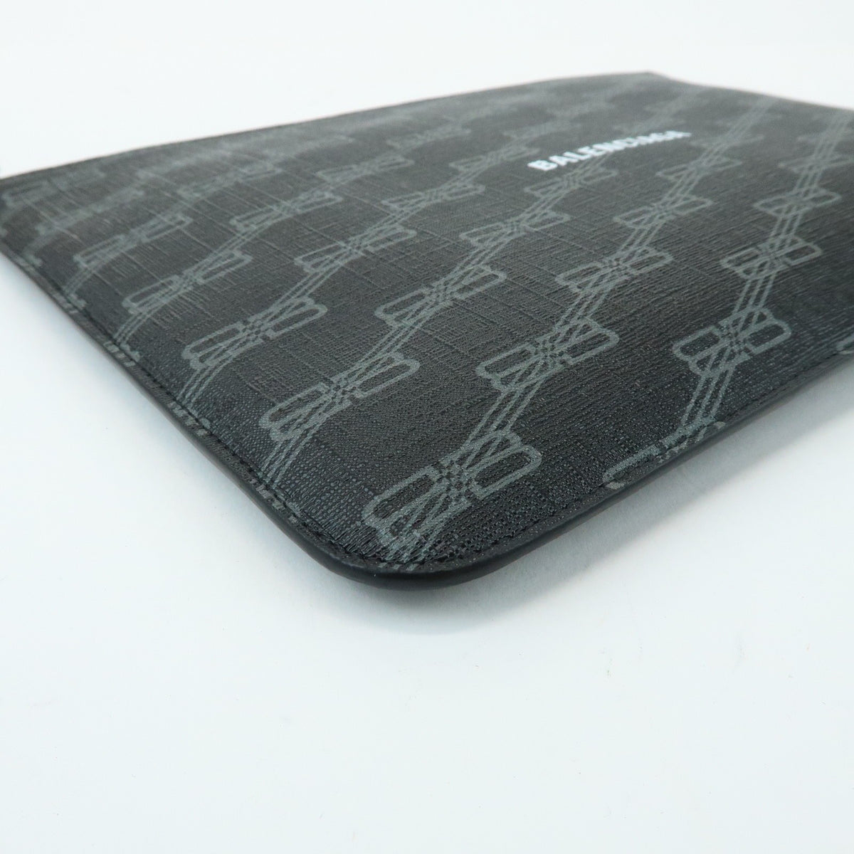 Balenciaga Signature Pouch Monogram PVC Leather, Black, Canvas, Clutch