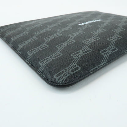 Balenciaga Signature Pouch Monogram PVC Leather, Black, Canvas, Clutch