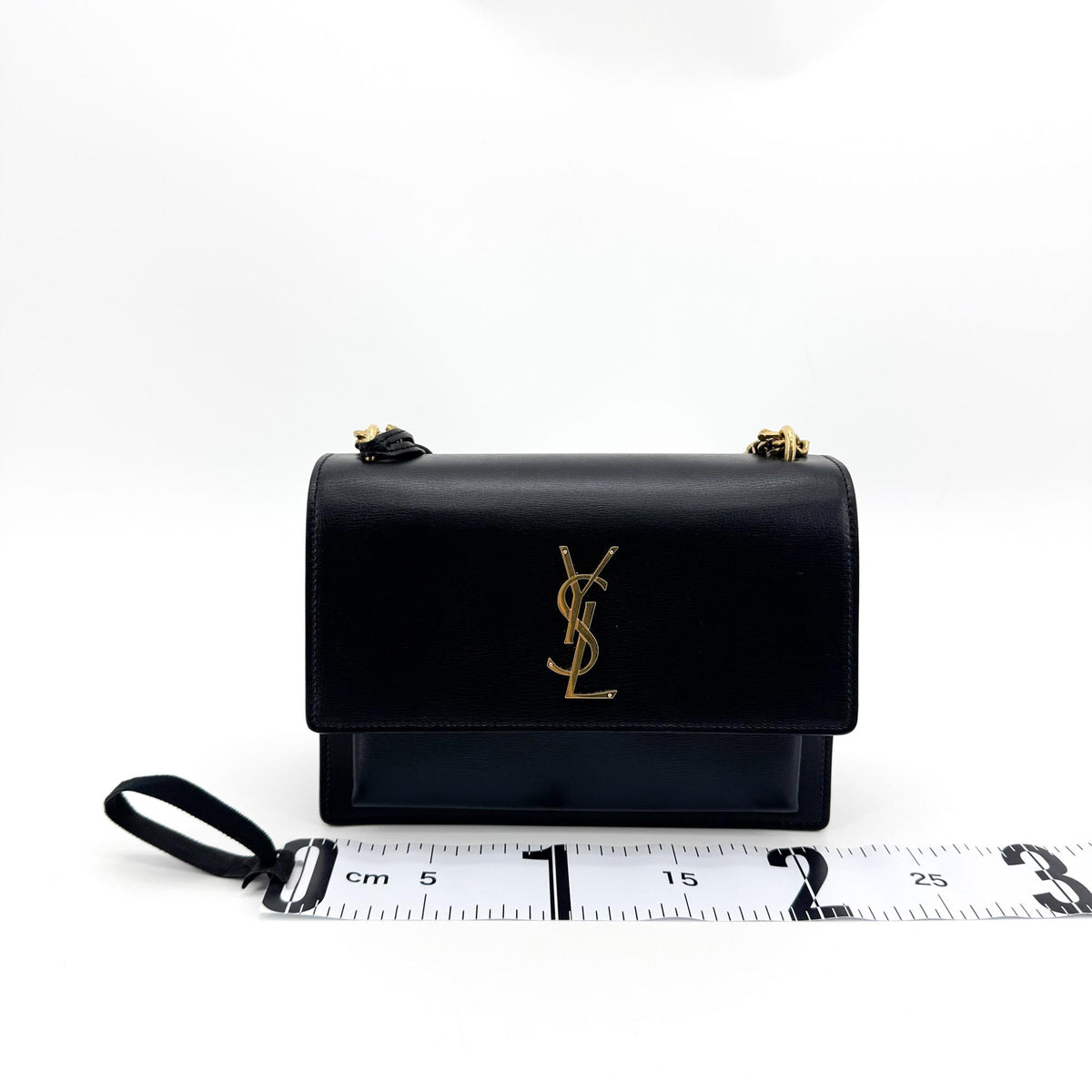 Saint Laurent Sunset Leather, Black, Calfskin, Crossbody Bag