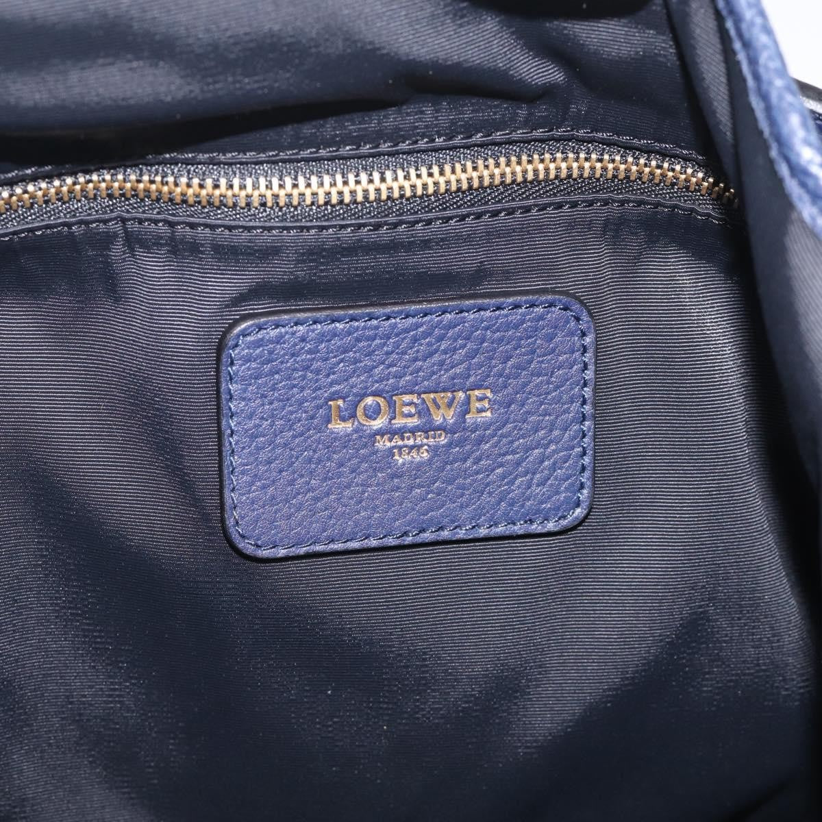 Loewe Calle Hobo Leather, Navy, Leather, Shoulder Bag
