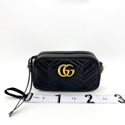 Gucci GG Marmont Matelasse Leather, Black, Leather, Shoulder Bag