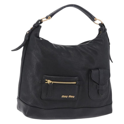 Miu Miu Zip Front Pocket Shopping Tote Leather, Black, Leather, Shoulder Bag