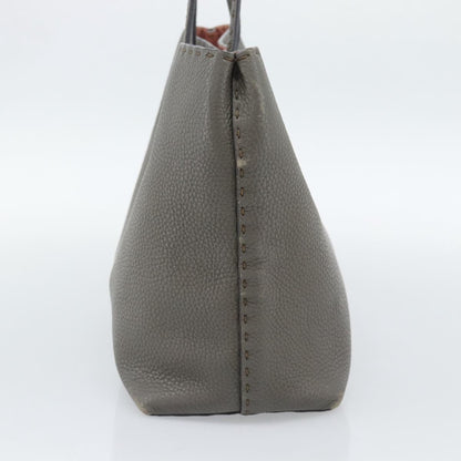Fendi Selleria Carla Leather, Gray, Leather, Tote Bag