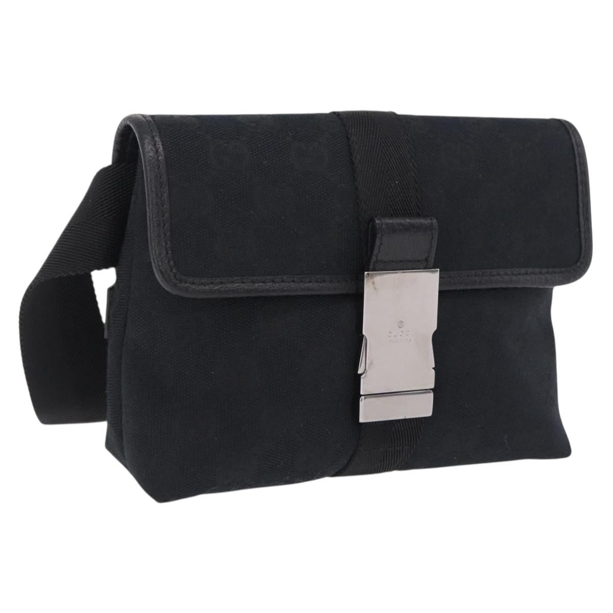 Gucci Buckle Waist GG Canvas, Black, Canvas, Handbag