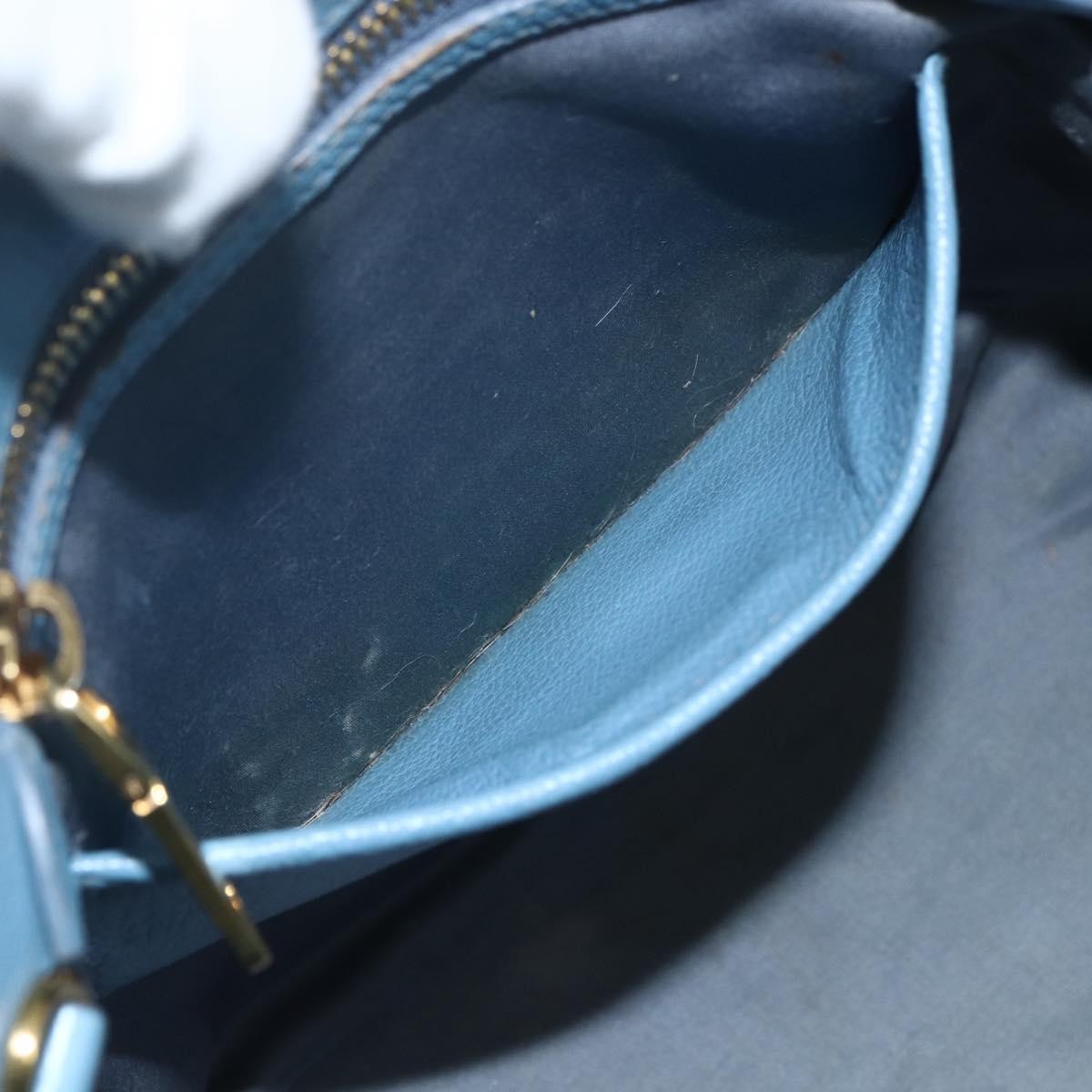 Miu Miu Madras Convertible Lock Leather, Blue, Leather, Tote Bag