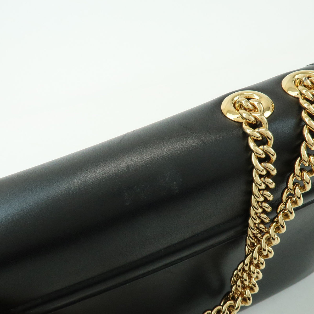 Gucci Rajah Chain Leather, Black, Leather, Tote Bag
