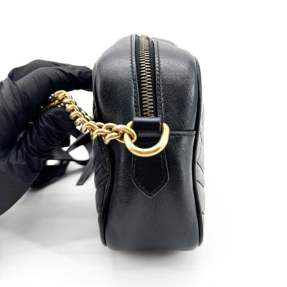 Gucci GG Marmont Matelasse Leather, Black, Leather, Shoulder Bag