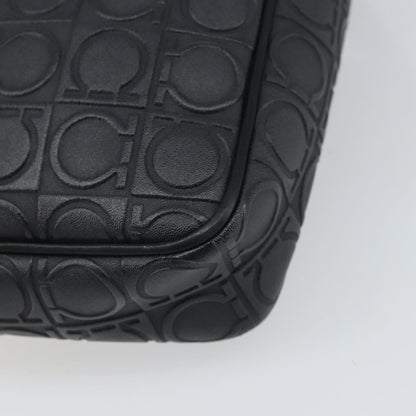 Salvatore Ferragamo Gancini Leather, Black, Leather, Shoulder Bag